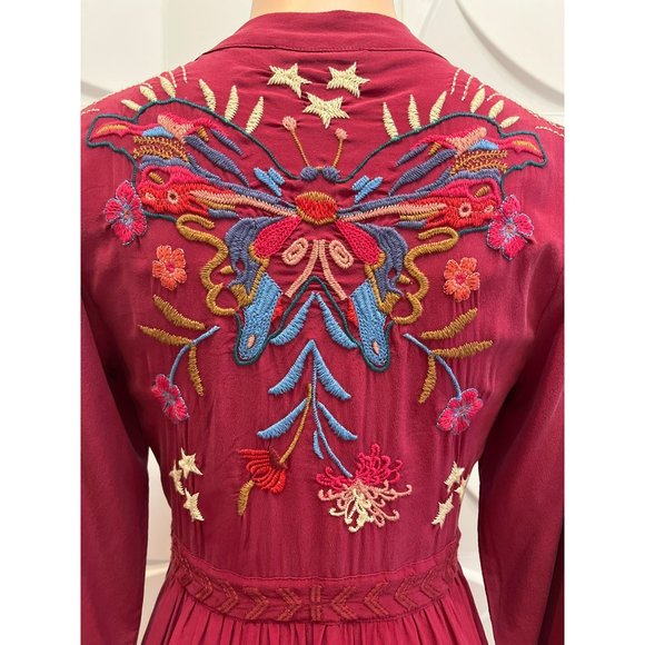 Johnny Was Mika Split Front Dress Rumba Red Small - Picture 6 of 9